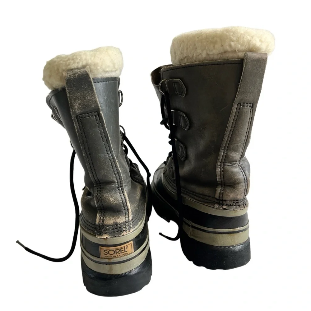 Sorel Caribu Boot Grey Leather Black Rubber Removable Wool 
Lining Canada 8 - Picture 7 of 11